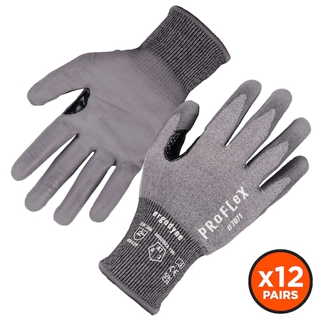 Ergodyne ANSI A7 PU Coated CR Gloves 12-Pair, Gray, Size M 7071-12PR